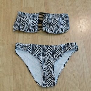 Women's (Juniors) Large Black & White Bikini - New